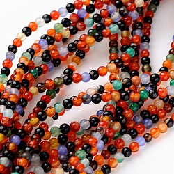 Fili di perline di agata colorata da 16 pollice, tinto, tondo, circa 95pcs/filo, 4mm di diametro, Foro: 0.8 mm