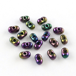 Perles de verre mgb matsuno, Perles rocailles japonaises de cacahuètes, perles de papillon farfalle, Perles de rocaille en verre plaqué, pourpre plaqué, 6x4x3mm, Trou: 1mm, environ 150 pcs/20 g