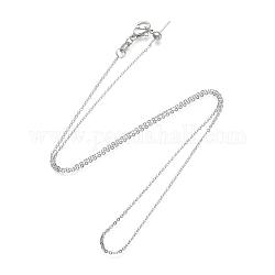 Brass Cable Chain Necklaces, Long-Lasting Plated, with Lobster Claw Clasps and Stopper Beads, Platinum, 17.71 inch(45cm), 0.5mm