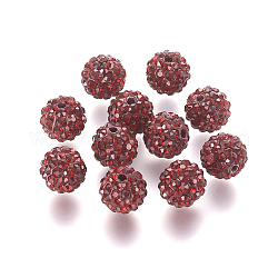 Polymer Clay Rhinestone Beads, Grade A, Round, Pave Disco Ball Beads, Siam, 8x7.5mm, Hole: 1mm