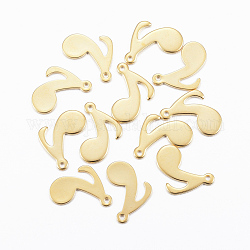 201 Stainless Steel Charms, Musical Note, Golden, 15.5x10x1mm, Hole: 1mm