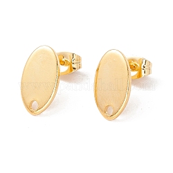 201 Stainless Steel Stud Earring Findings with Hole, 304 Stainless Steel Pins and Ear Nuts, Oval, Real 24K Gold Plated, 12.5x7.5mm, Hole: 1.6mm, Pin: 0.8mm