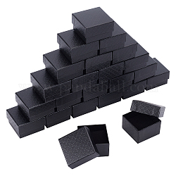 Boîtes à bijoux en carton nbeads, avec une éponge noire, pour emballage cadeau bijoux, carrée, noir, 5.1x5.1x3.3 cm