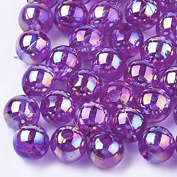 Perles en plastique transparentes, de couleur plaquée ab , ronde, violet foncé, 6mm, trou: 1.6 mm, 4500 pcs / 500 g