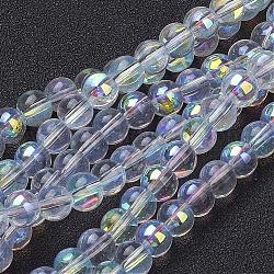Perles de verre rondes plaquées de couleur ab de 13 pouce, blanc, Environ 55 pcs/chapelet, trou: environ 0.8 mm