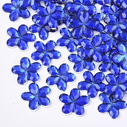 Cabochon di plastica, fiore, blu, 9x9.5x1.5mm, circa 5000pcs/borsa