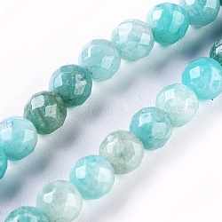 Natural Amazonite Beads Strands, Faceted, Round, 5.5~6mm, Hole: 0.6mm, about 66pcs/strand, 15.1 inch(38.6cm)