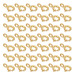 Dicosmetic 40 Stück Federringverschlüsse aus Messing, Schmuckverschluss, echt, 14 Karat vergoldet, offene runde Verschlüsse, Verbinder mit 1.6 mm Schlaufen, für Halskette, Armband, DIY-Schmuckherstellung, Bohrung: 1.6 mm