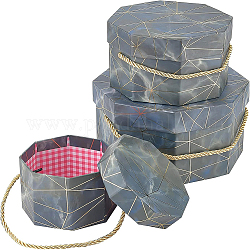 Scatole di cartone ottagonali, confezione regalo, per bomboniere matrimonio baby shower, grigio ardesia, 12~20.5x12~20.5x7.5~19.3cm