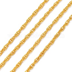 Cadenas de cuerda de hierro, sin soldar, dorado, con carrete, link: 3 mm, alambre: 0.6 mm de espesor, aproximadamente 328.08 pie (100 m) / rollo