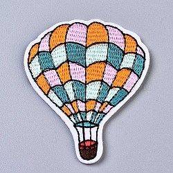Heißluftballon-Applikationen, Computergesteuerte Stickerei Stoff zum Aufbügeln / Aufnähen von Patches, Kostüm-Zubehör, Farbig, 69x55.5x1 mm