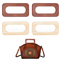 Wadorn 4 Uds 2 colores asas rectangulares para bolsas de madera, para hacer accesorios para bolsos, color mezclado, 10x20 cm, diámetro interior: 15x5 cm, 2 piezas / color