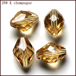 Имитация австрийских кристаллов, класс AAA, граненые, двухконусные, золотые, 8x11 мм, отверстие : 0.9~1 мм
