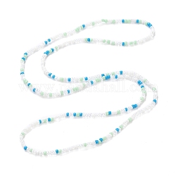 Perline in vita, perline di semi di vetro scintillanti catena del corpo elasticizzata, gioielli bikini alla moda per le donne, bianco, 31-1/2~32-1/4 pollice (80~82 cm)