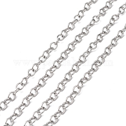 304 Stainless Steel Cable Chains, Unwelded, with Spool, Oval, Stainless Steel Color, 6.5x5.4x1.0mm, about 164.04 Feet(50m)/roll