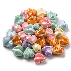 Uv perles acryliques de placage, iridescent, facette, cœur, couleur mixte, 20.5~21x20.5x13.5mm, Trou: 2.6mm