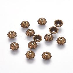 Coppette copriperla di perline stile tibetano, cadmio & nichel &piombo libero, mezzo tondo, bronzo antico, 6x2.5mm, Foro: 1 mm