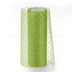 Блестящие сетчатые ленты деко, тюль ткань, для украшения свадебной вечеринки, изготовление украшения юбок, желто-зеленый, 5.90~5.94 дюйм (15~15.1 см), 10 ярдов / рулон