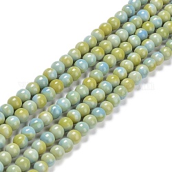 Vetro perle tonde fili, pietre d'imitazione, tondo, verde giallo, 8~8.5x8mm, Foro: 1 mm, circa 46~52pcs/filo, 14.17''~15.35'' (36~39 cm)