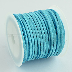 Faux Suede Cord, Faux Suede Lace, Pale Turquoise, 3x1.5mm, about 5.46 yards(5m)/roll, 25rolls/bag