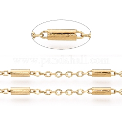 3.28 Fuß Ionenplattierung (IP) 304 Kabelketten aus Edelstahl, mit Rohr Perlen, gelötet, Flachoval, golden, Rohr Perlen: 54x28mm, Link: 2~5.5x1.5~2 mm