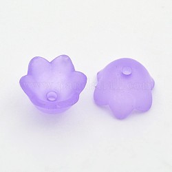 Perline acrilico trasparente, stile smerigliato, tappi di perline fiore tulipano, mughetto viola medio, 10x9x6.5mm, Foro: 1.5 mm, circa 184pcs/42g