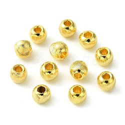 Brass Beads, Round, Real 18K Gold Plated, 3.8x3.2mm, Hole: 1.4mm