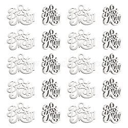 UNICRAFTALE 20pcs Mother's Day Theme Charms Stainless Steel Phrase Best Mom Pendants Metal Hypoallergenic Mom Charms for Jewelry Making 10x13.7x1mm