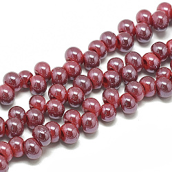 Chapelets de perles en verre électroplaqué, abaque, rouge, 6.5x4.5mm, Trou: 1.8mm, Environ 100 pcs/chapelet, 13.78 pouce
