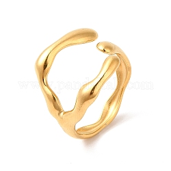 Ion Plating(IP) 304 Stainless Steel Cuff Finger Ring, Branch Ring for Women, Real 18K Gold Plated, 3.5~16mm, Inner Diameter: US Size 6 3/4(17.1mm)