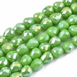 Opaque Glass Beads Strands, AB Color Plated, Faceted, Teardrop, Lime Green, 4.5x4.5mm, Hole: 1mm, about 99~101pcs/strand, 17.64 inch~18.03 inch(44.8cm~45.8cm)