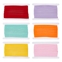 Pandahall elite 15m 6 colores poliester banda ancha elastica gruesa, para correas de accesorios de costura de prendas, piso, color mezclado, 39mm, alrededor de 2.5 m / el color