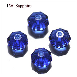 Abalorios de cristal austriaco de imitación, aaa grado, facetados, octágono, azul, 6x4mm, agujero: 0.7~0.9 mm