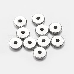 304 Stainless Steel Beads, Flat Round, Stainless Steel Color, 8x2mm, Hole: 2mm