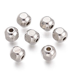 304 Stainless Steel Beads, Faceted, Round, Stainless Steel Color, 5mm, Hole: 1.4mm
