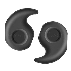 Silicone Eyeglasses Ear Grip, Anti Slip Holder, Comma, Black, 18.2x11.8mm, Hole: 5x3mm