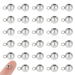 UNICRAFTALE 100pcs Rondelle Bail Beads Stainless Steel Hanger Links Rondelle Beads Bail Beads Hanger Connector Links for Pendant European Jewelry Making, Hole 2mm