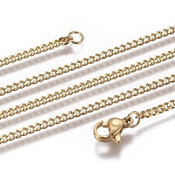 304 Stainless Steel Curb Chain Necklaces, with Lobster Claw Clasp, Golden, 19.68 inch(50cm)