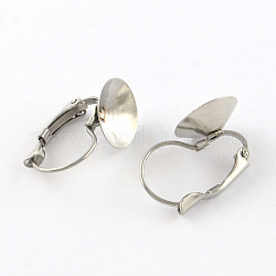 Smooth Surface 304 Stainless Steel Leverback Earring Findings, Stainless Steel Color, 19x10mm, Fit for 10mm Rhinestone, Pin: 0.8mm