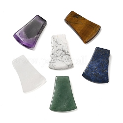 Pendentifs pierres précieuses naturelles mixtes, breloques de ventilateur, mélangé teint et non teint, 40x28~30x7.5~10mm, Trou: 3~3.5mm