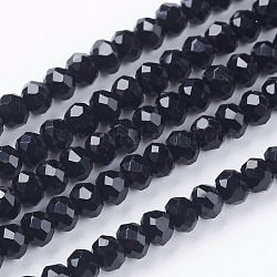 Crystal Glass Beads Strands, Faceted, Rondelle, Black, 3.5x2.5mm, about 160pcs/strand, 15.3 inch