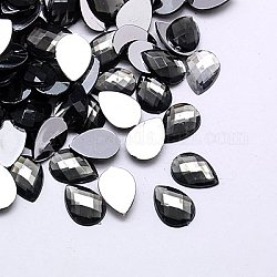 Cabuchones de diamante de imitación de acrílico de Taiwan imitación, espalda plana, lágrima facetada, gris, 18x13x4mm, aproximamente 500 unidades / bolsa