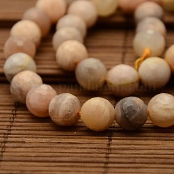 Natural Sunstone Round Bead Strands, Faceted, 10mm, Hole: 1mm, about 39pcs/strand, 15.3 inch