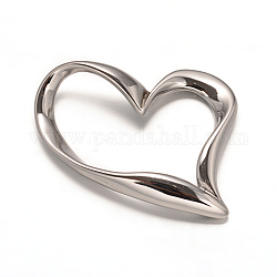 304 Stainless Steel Heart Linking Rings, Stainless Steel Color, 37x34x4mm