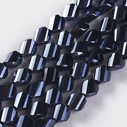 Electroplate Glass Beads Strands, Twist, Hematite Plated, 7~7.5x6.3~6.5x4~6.3mm, Hole: 0.8~1.2mm, about 40pcs/strand, 10.78 inch~11.61 inch(27.4~29.5cm)