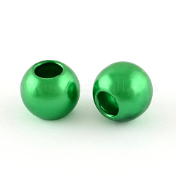 Perle europee di plastica imitazione perla in abs, perline rondelle  con foro grande, verde, 11.5~12x10mm, Foro: 4~5 mm, circa 780pcs/500g