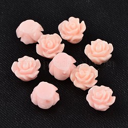 Abalorios de resina, flor, rosa perla, 6x4mm, agujero: 1 mm