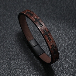 Bracelet cordon plat en simili cuir croix, brun coco, 8-1/4 pouce (21 cm)