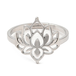 304 anillos ajustables de acero inoxidable, flor, color acero inoxidable, nosotros tamaño 6 (16.5 mm)