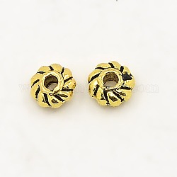 Perline di distanziatore stile tibetano,  cadmio& piombo libero, ingranaggio, oro antico, 4x2mm, Foro: 1 mm, circa 12500pcs/1000g